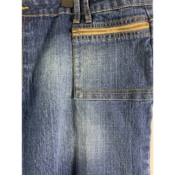 Old Skool Jeans Womens Plus Sz 22 Drawstring Side Bottom Blue‎ Denim Zip Pockets - Picture 9 of 14